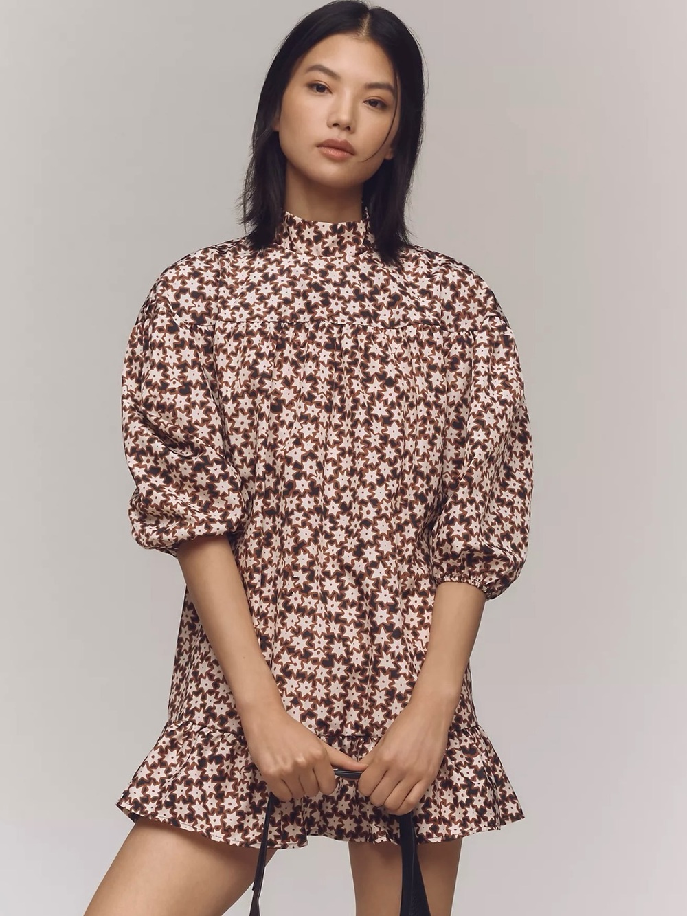 Anthropologie | Long-Sleeve Mock-Neck Swing Mini Dress ~ Small